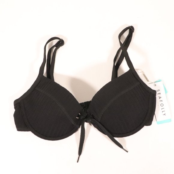 NWT Seafolly Inka Rib Sweetheart Bustier in Black - Picture 11 of 14